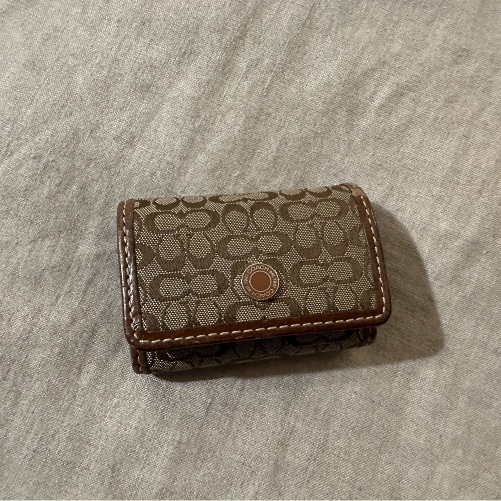Coach Tan and Brown Signature Contact Case
